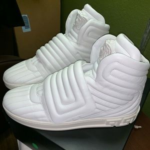 Versace Leather Quilted Greek Key Sneakers